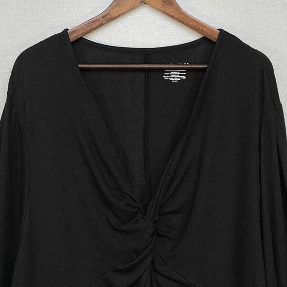 Lane Bryant Knot Front‎ Blouse Top Women 34/36 Black Long Sleeve U35 - Picture 3 of 14